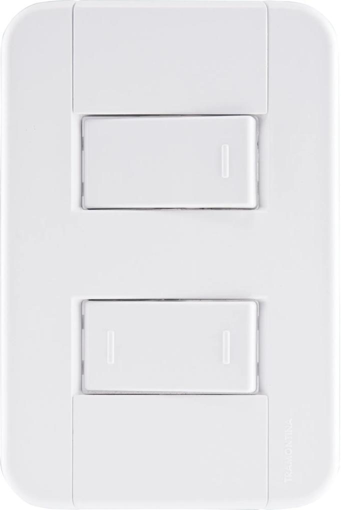 Conjunto 4x2 com 1 Interruptor Simples 10 A 250 V e 1 Interruptor Paralelo 10 A 250 V Tramontina Tablet Branco -  Tramontina