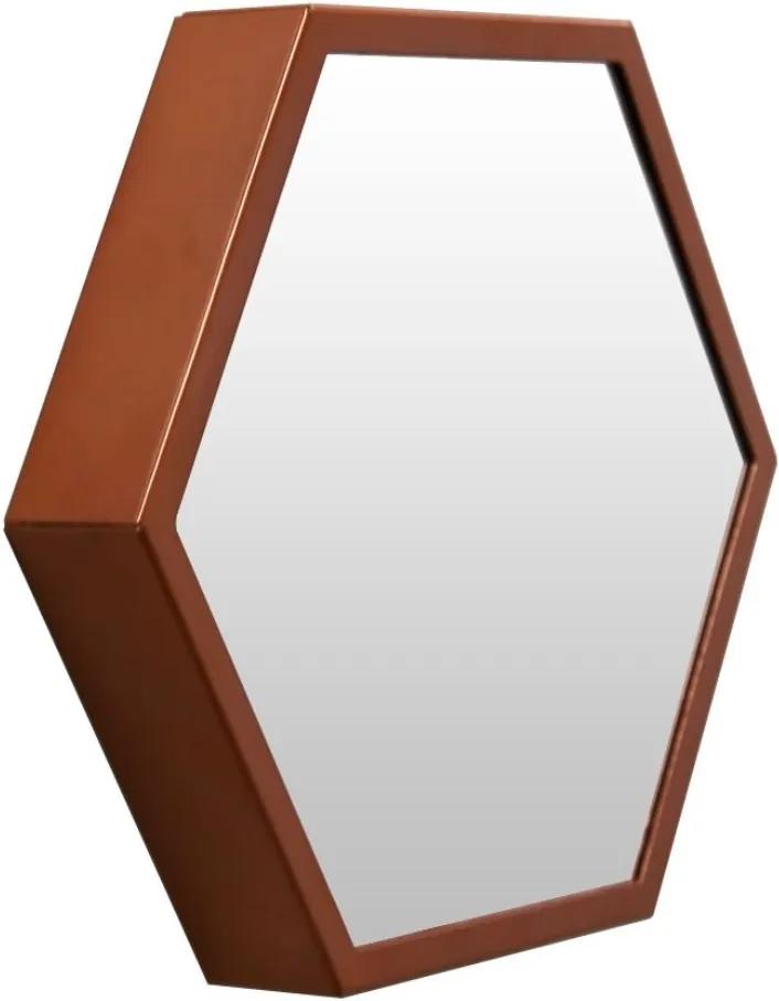 Espelho Decorativo Exagonal Aluminio Cobre 35cm Jules