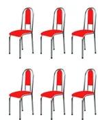 Kit 6 Cadeiras Anatômicas 0.122 Estofada Cromado/Vermelho - Marcheli