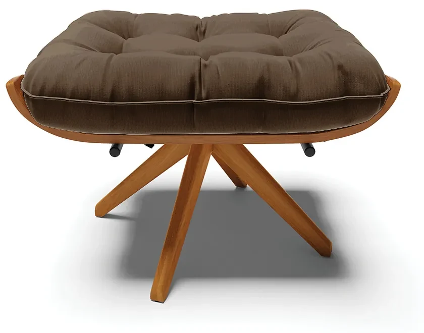 Puff Giratório Costela kit 2 Suede Marrom Base de Madeira MA30 M11 - D'Rossi