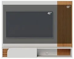 Painel para TV 55 Pol com Bancada Madrid C05 Off White Matte/Freijó -