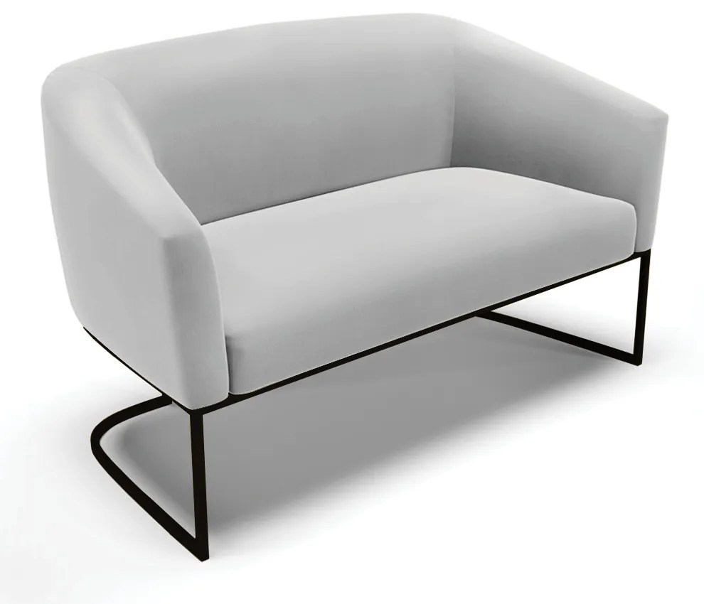Sofá 2 Lugares Namoradeira Industrial Preto Stella Suede D03 - D'Rossi - Cinza