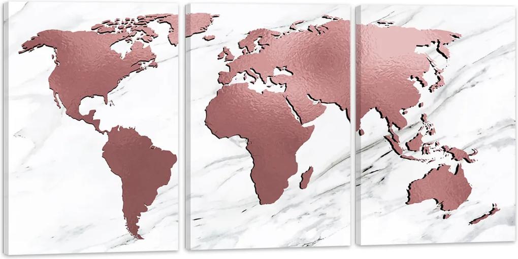 Quadro Mapa Mundi Rose Rosado 60x120cm Decoração Escritórios Salas Empresas  Oppen House