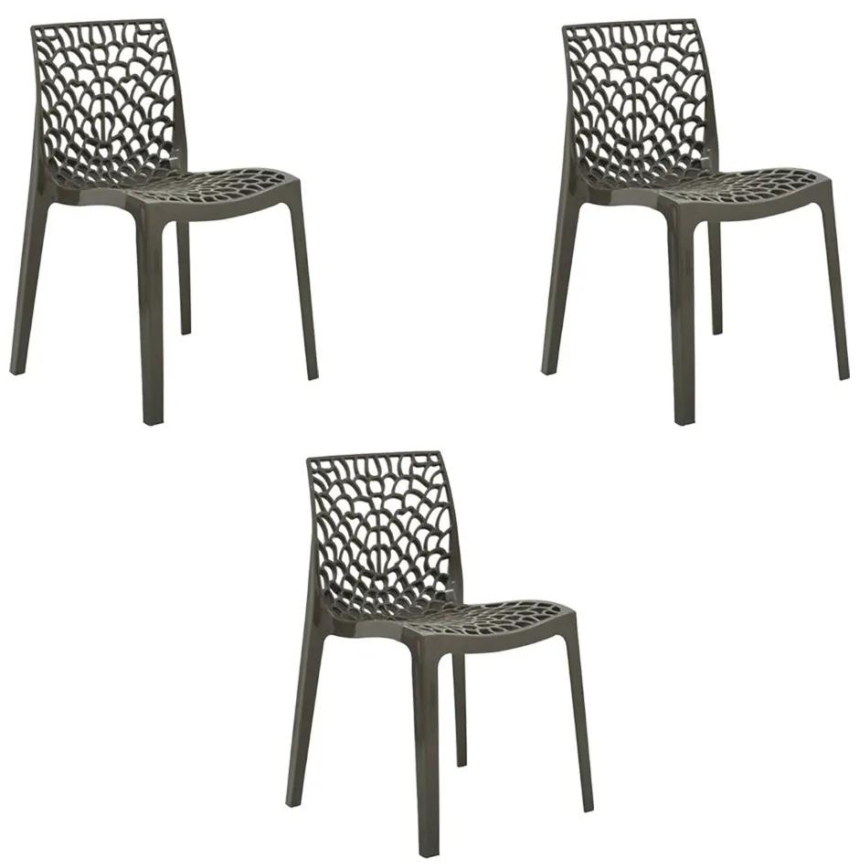 Kit 3 Cadeiras Decorativas Sala e Cozinha Cruzzer (PP) Marrom G56 - Gran Belo