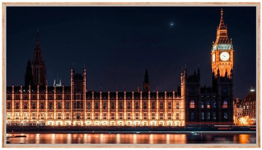 Quadro Decorativo Paisagem Londres Parlamento E Big Ben Iluminados 160x90cm