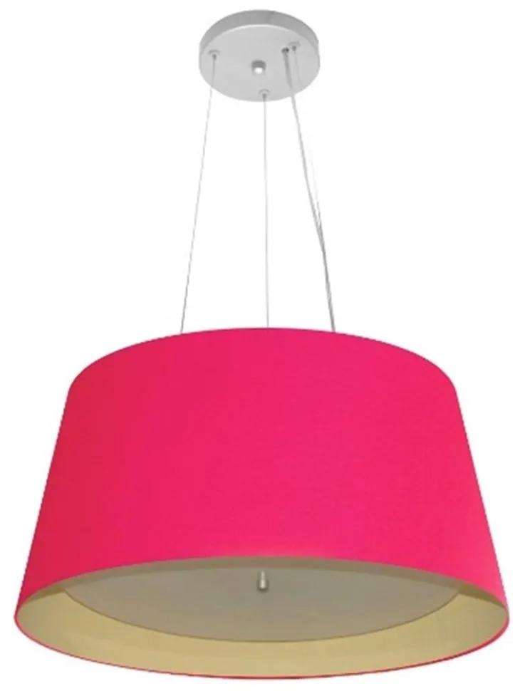 Lustre Pendente Cone Md-4144 Cúpula em Tecido 25x50x40cm Rosa Pink / Bege - Bivolt