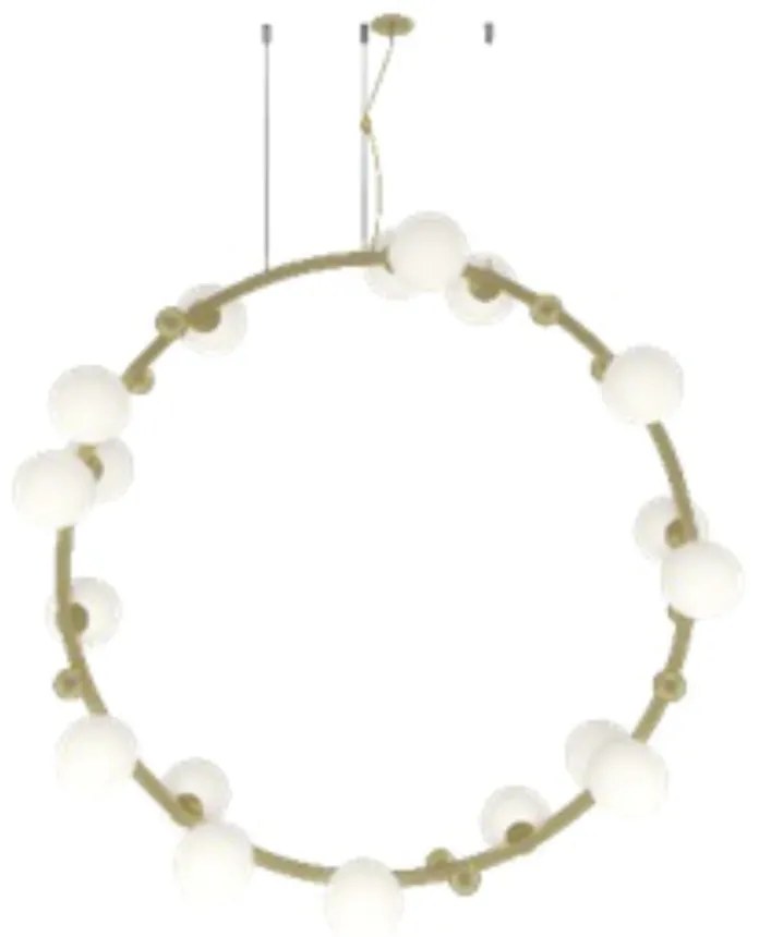 Pendente Aliança Vertical Ø100X24Cm 25Xg9 Globo 10Cm - Usina 90005/25 (CP-M / DR-P - Champanhe Metálico / Dourado Brilho Polido, Ambar)