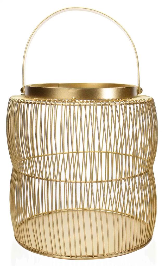 Lanterna Decorativa em Metal Dourado 32,5x21x21 cm - D'Rossi
