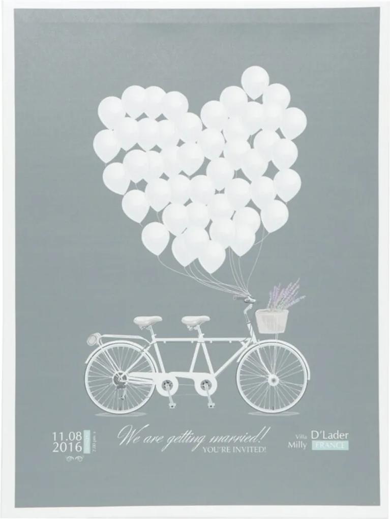 Tela Bike And Balloons Cinza/Branca 30X1,5X40cm