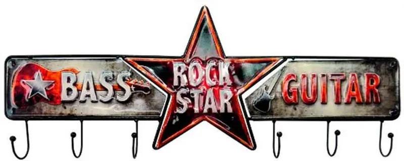 Cabideiro Metal Rock Star 6 ganchos