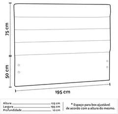 Cabeceira Casal King 195cm Greta Linho Areia - Mpozenato