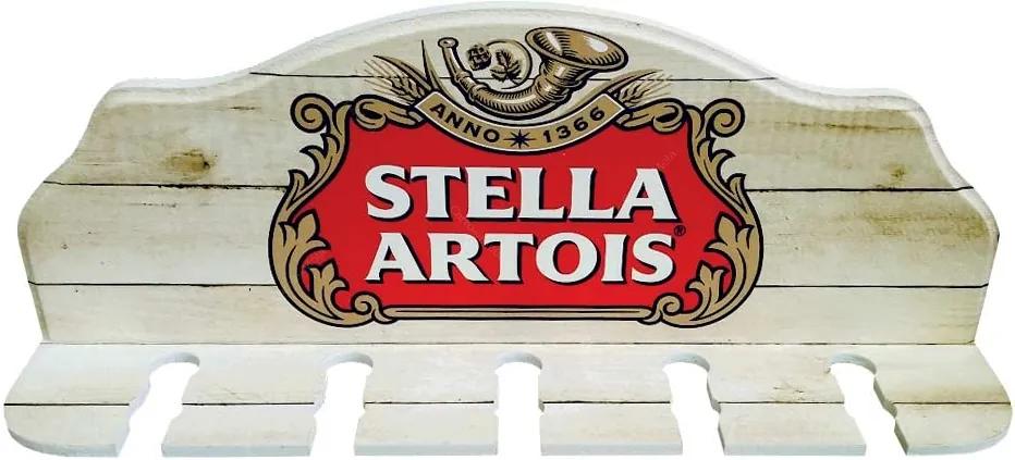 Porta-Espeto Logomarca Cerveja Stella Artois Vermelho em Madeira