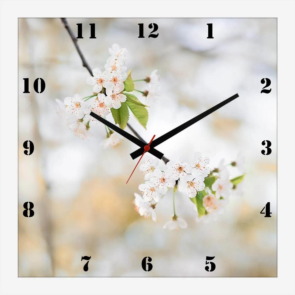 Relógio De Parede Decorativo Floral Flores Brancas 30x30cm