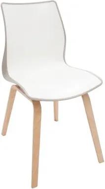 Cadeira Maja com base de madeira camurça/branca Tramontina