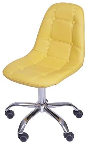 Cadeira Eames Botone Amarelo com Base Rodizio - 54683 Sun House