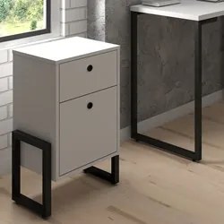 Gaveteiro Home Office 2 Gavetas Estilo Industrial New Port F02 Branco