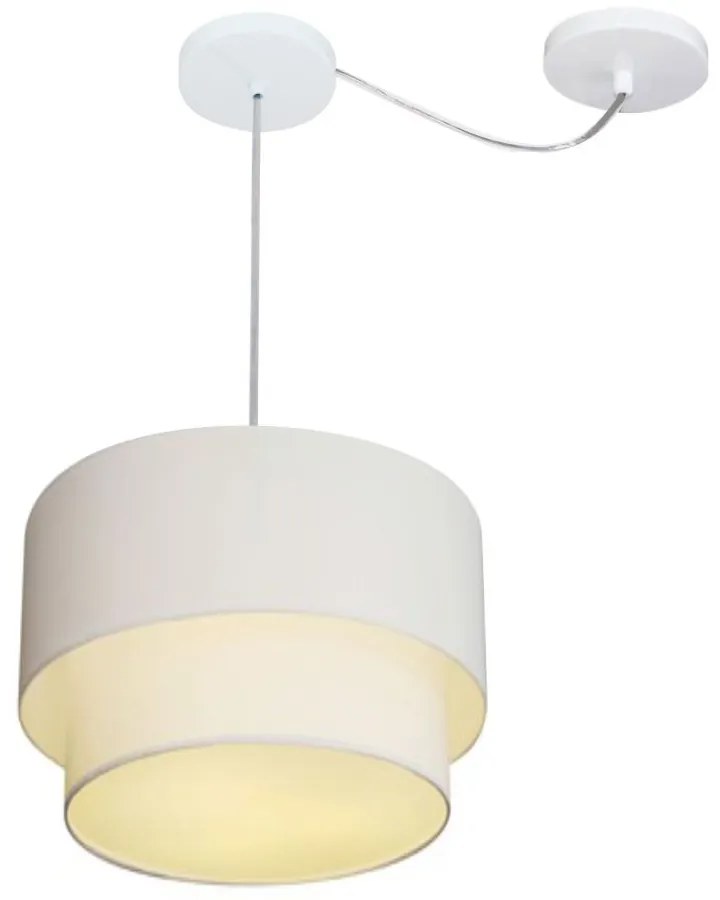 Lustre Pendente Duplo Cilíndrico Com Desvio de Centro Vivare Md-4358 Cúpula em Tecido 30x25cm - Bivolt