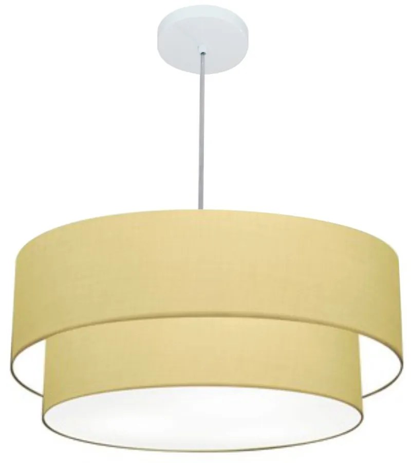 Lustre Pendente Duplo Cilíndrico Vivare Md-4356 Cúpula em Tecido 55x50cm - Bivolt