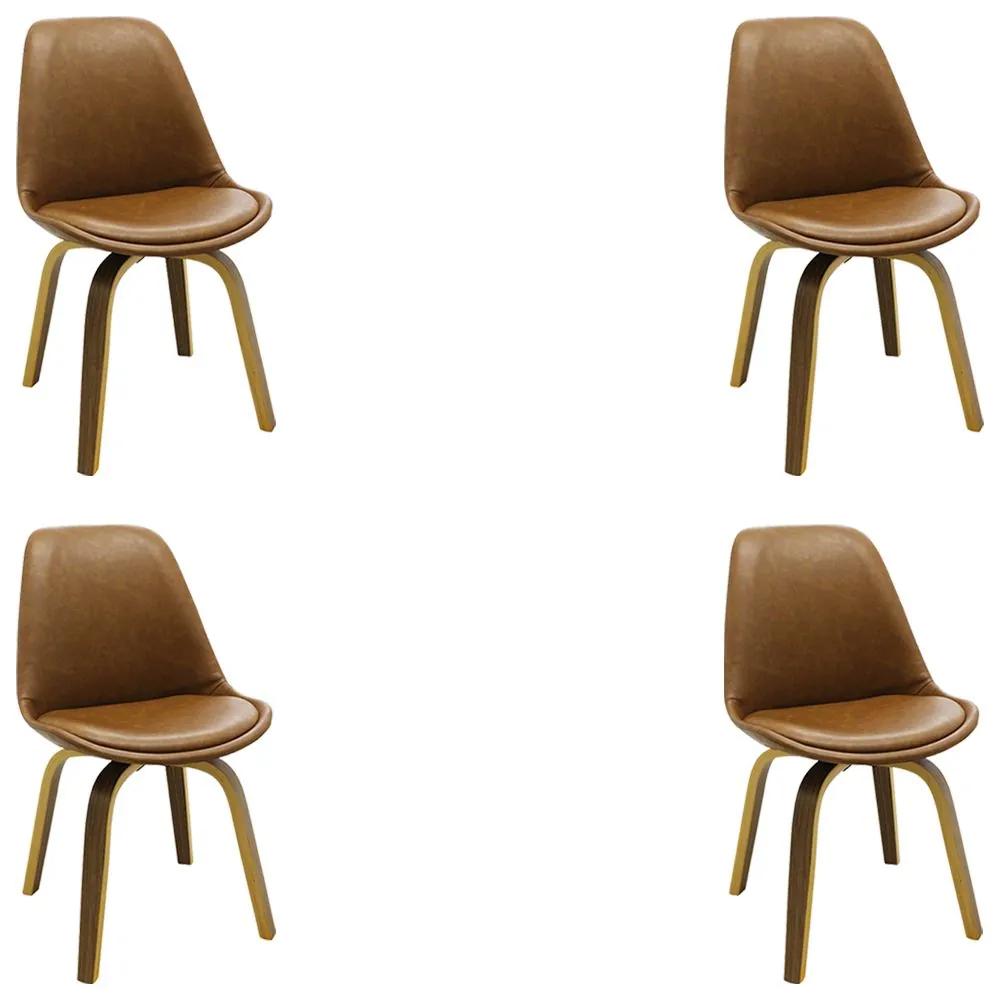 Kit 4 Cadeiras Decorativas Sala e Escritório SoftLine PU Sintético Marrom G56 - Gran Belo