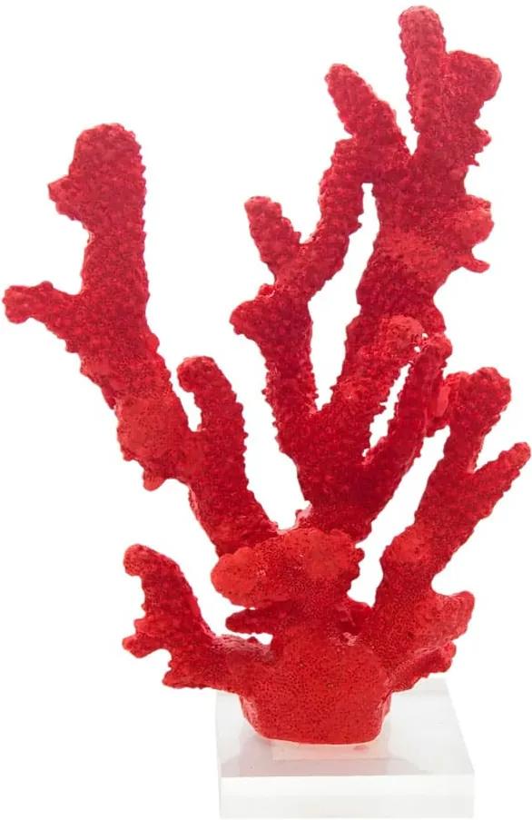 Escultura de Coral em Resina Vermelha e Base em Acrílico - 24x15x08cm