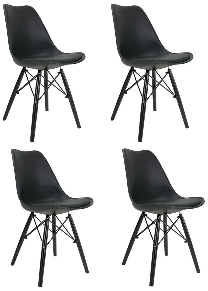 Conjunto 4 Cadeiras Saarinen Preta Com Pé Preto DSW - Empório Tiffany