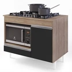 Balcão Multiuso para Cooktop 4 Bocas Georgia Castanho/Preto - Lumil Mó