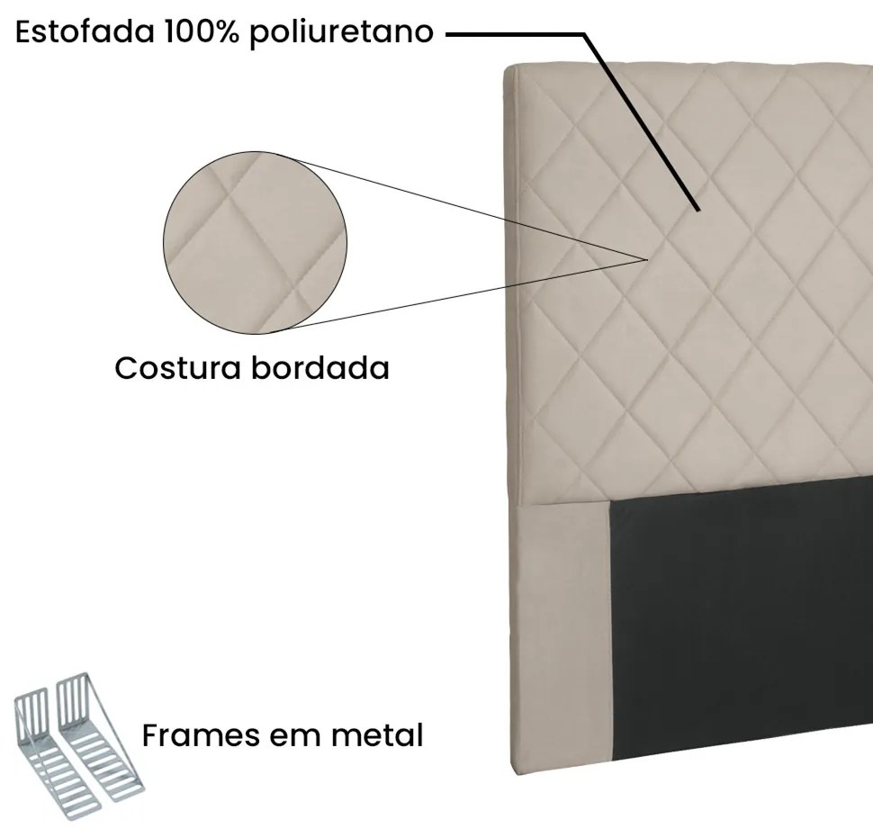 Cabeceira Dubai Para Cama Box Casal 140 cm Suede - D'Rossi - Bege