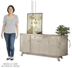 Balcão Buffet para Sala de Jantar 183cm Mônica Z10 Calacata/Off White