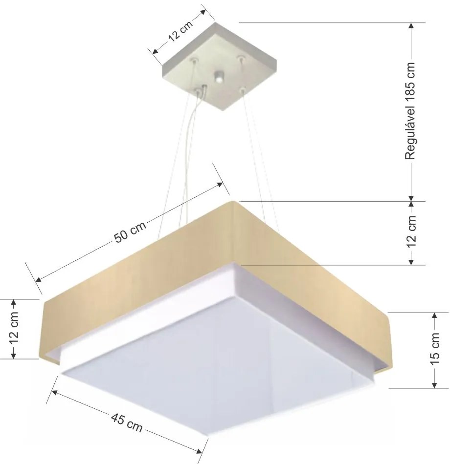 Lustre Para Sala de Jantar Vivare Md-4404 Cúpula em Tecido 50x50cm