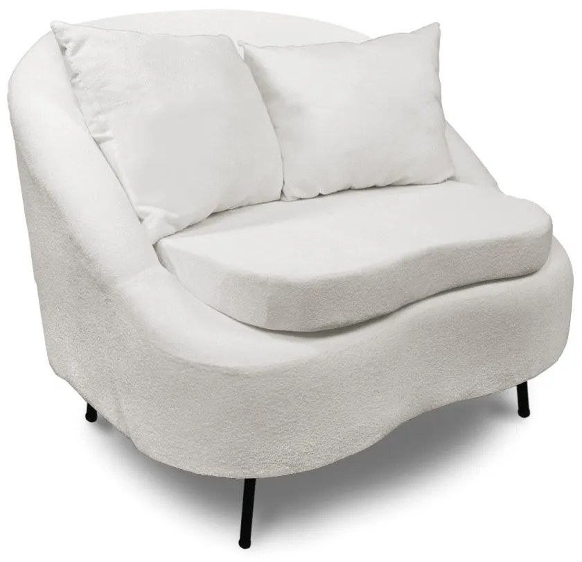 Poltrona Decorativa Orgânica Pé Ferro Preto Zaya Bouclê C05 - D'Rossi - White