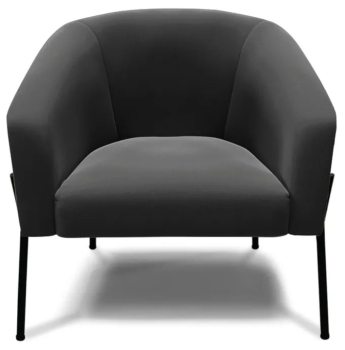 Poltrona Decorativa Pé de Ferro Preto Kit 2 Stella Suede D03 - D'Rossi - Preto