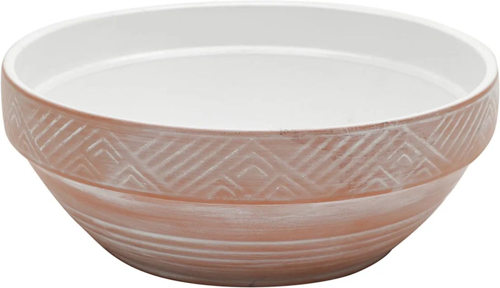 Vaso Cerâmica Terracota Ethnic Patterns Bege E Branco 17,5X17,5X6,5Cm Urban