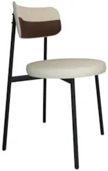 Cadeira de Jantar Estofada Kit 2 Nyka M25 Linho Areia/Marrom - Mpozena