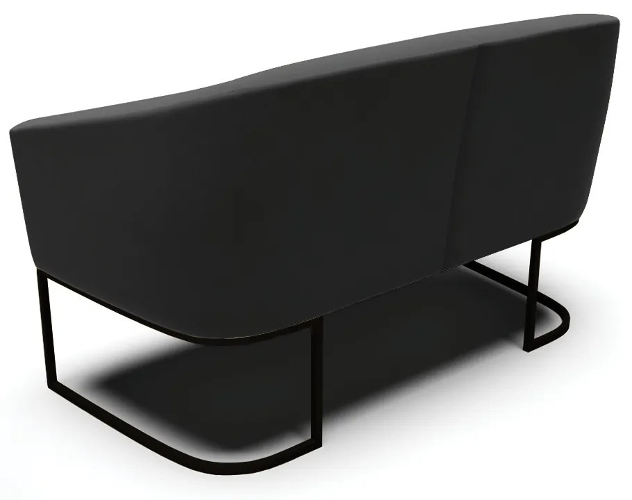 Sofá 2 Lugares Namoradeira Industrial Preto Stella Suede D03 - D'Rossi - Preto