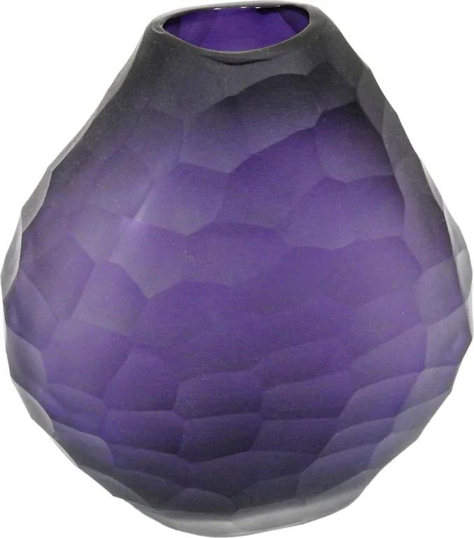 Vaso Decorativo em Vidro na Cor Violeta - 13x12x6,5cm