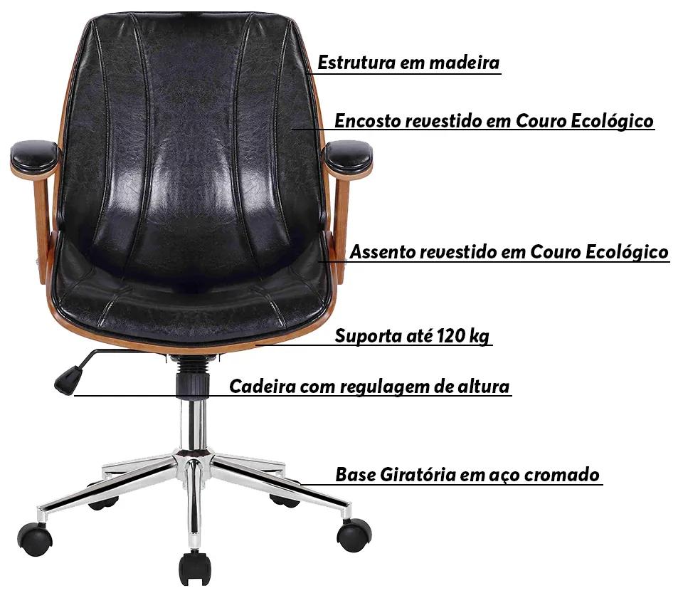 Kit 2 Cadeiras de Escritório Juliette Diretor Giratória Preta G24 - Gran Belo