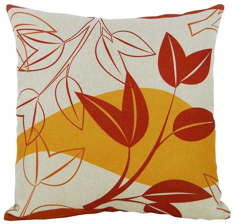 Capa de Almofada Ivory em Linho Tons Amarelo e Vermelho 45x45cm - Decorativa - Com Enchimento