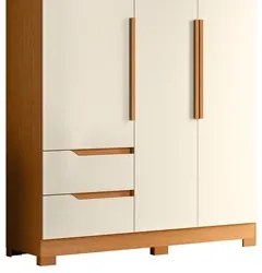 Guarda Roupa Solteiro 3 Portas 2 Gavetas 157cm Vivacce Cinamomo/Off Wh