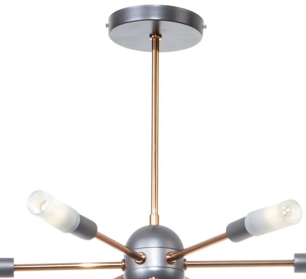 Pendente Flash 56X56X46Cm Sputnik Com Tubo Ponteira Acrílico Metal Alu... (MARSALA)