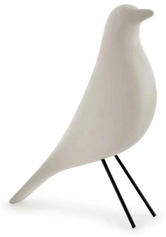 Escultura Pássaro Decorativo Branco em Cimento 27,5x8,5 cm - D'Rossi