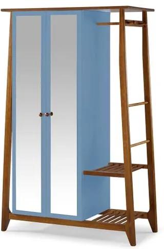 Armario Multiuso Stoka 2 Portas Azul Claro Estrutura Amendoa 169cm - 60976 Sun House