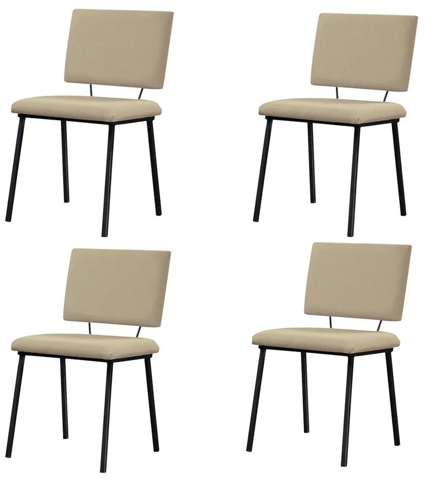 Kit 4 Cadeiras Decorativas Sala de Jantar Fennel Linho Bege G17 - Gran Belo