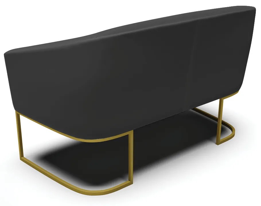 Sofá 2 Lugares Namoradeira Industrial Dourado Stella Sintético D03 - D'Rossi - Preto
