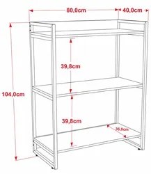 Kit 3 Estantes Livreiro Prisma Estilo Industrial 80cm 3 Prateleiras C0