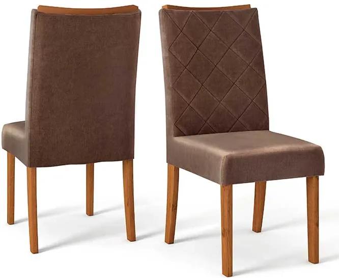 Conjunto 2 Cadeiras Sara Rústico Terrara Tecido Veludo Moca