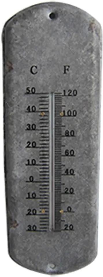 Termômetro Long Board Style Cinza em Ferro - Urban - 30,5x10,5 cm
