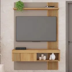 Painel para TV 45 Pol com Bancada Suspensa 120cm Jade Buriti/Fendi - C