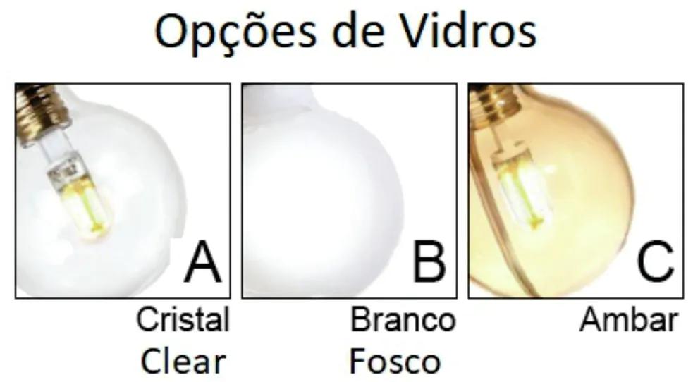 Pendente Retangular Tubo E Vidro Assimetrico 120X25X58Cm Metal E Globo... (ROSE FOSCO, FOSCO (BRANCO))
