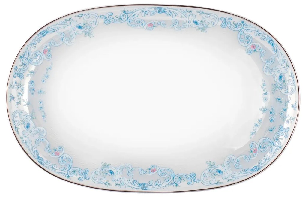 Travessa Rasa Oval 36Cm Porcelana Schmidt - Dec. Sensile Blu 2424