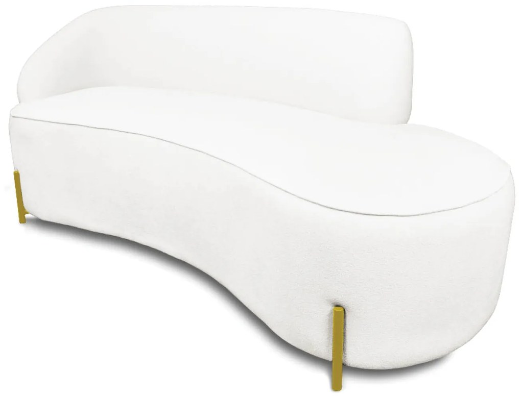 Sofá 4 Lugares Orgânico 220cm Pé Dourado Morgan Bouclê D03 - D'Rossi - Off White